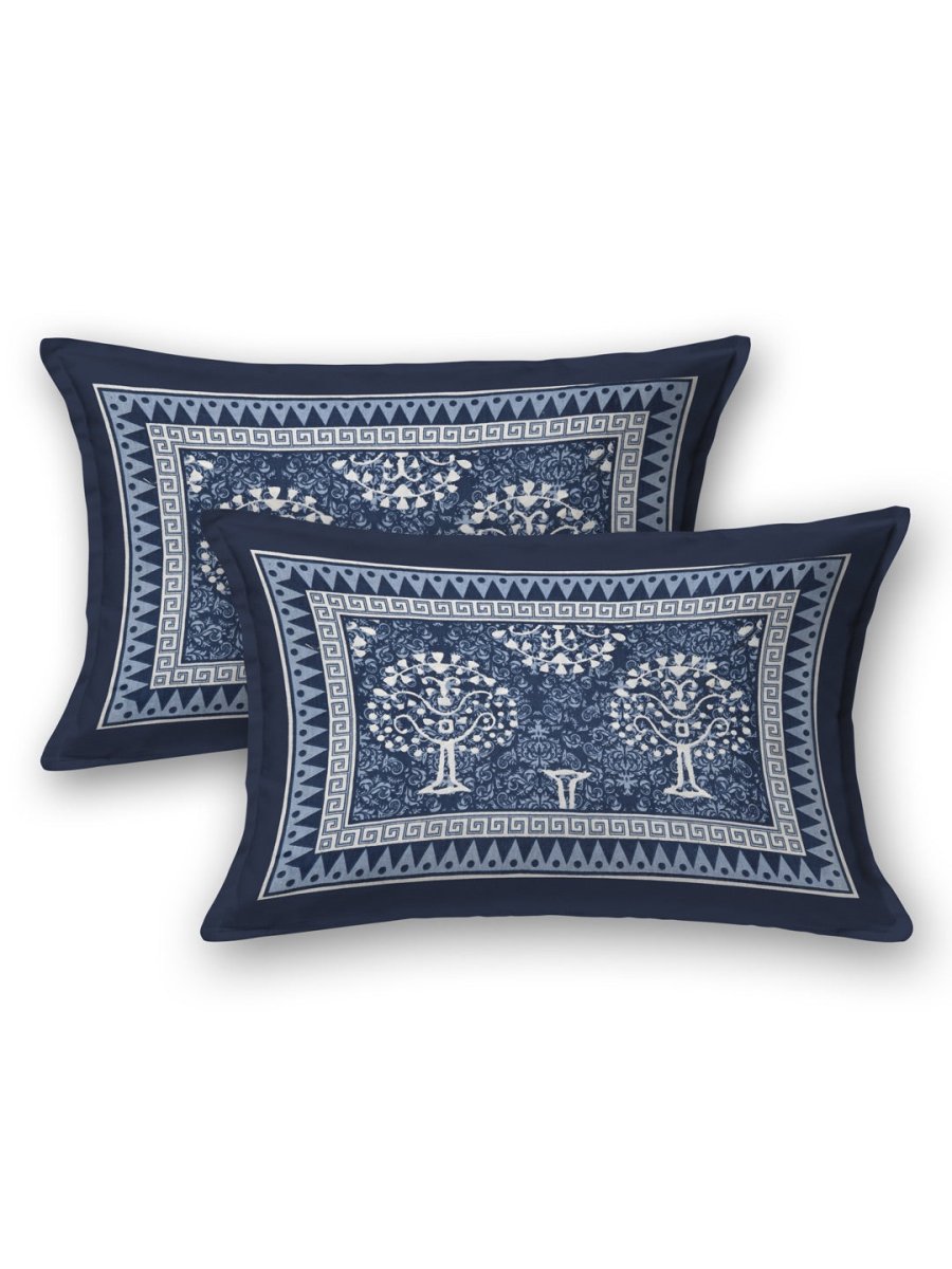 Navy Interiors Hand Block Printed Cotton Queen Size Bedding Set | Verified Sustainable by Brown Living™