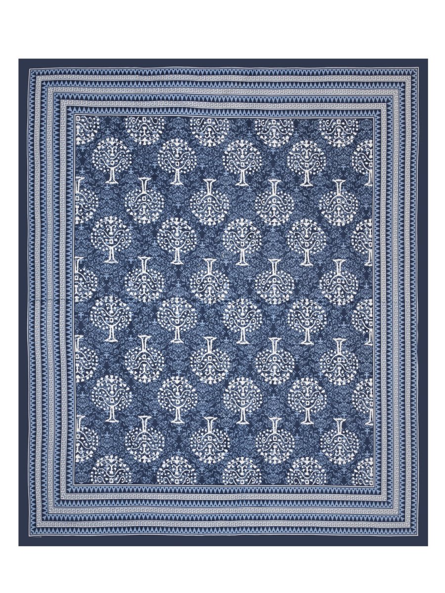 Navy Interiors Hand Block Printed Cotton Queen Size Bedding Set | Verified Sustainable by Brown Living™