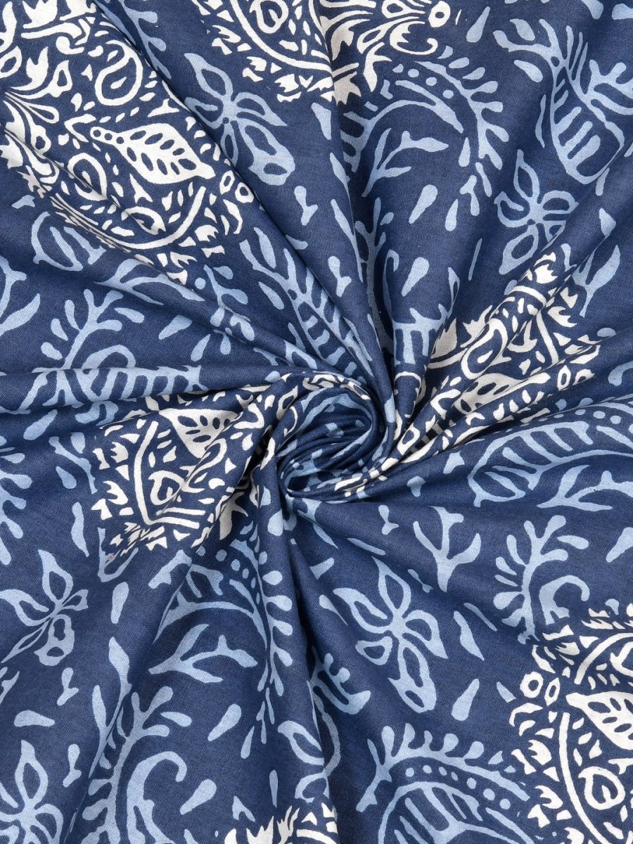 Navy Interiors Hand Block Printed Cotton Queen Size Bedding Set | Verified Sustainable by Brown Living™