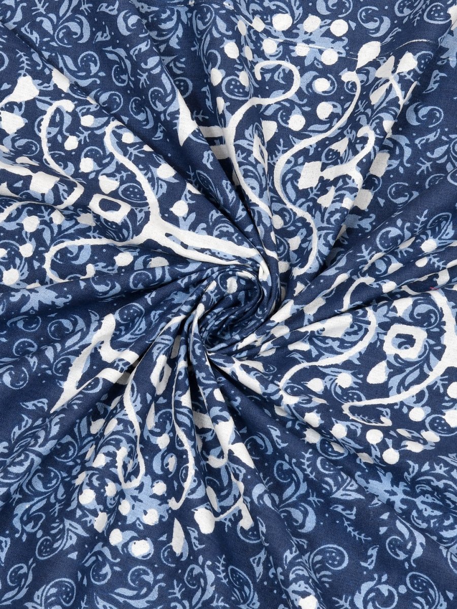 Navy Interiors Hand Block Printed Cotton Queen Size Bedding Set | Verified Sustainable by Brown Living™