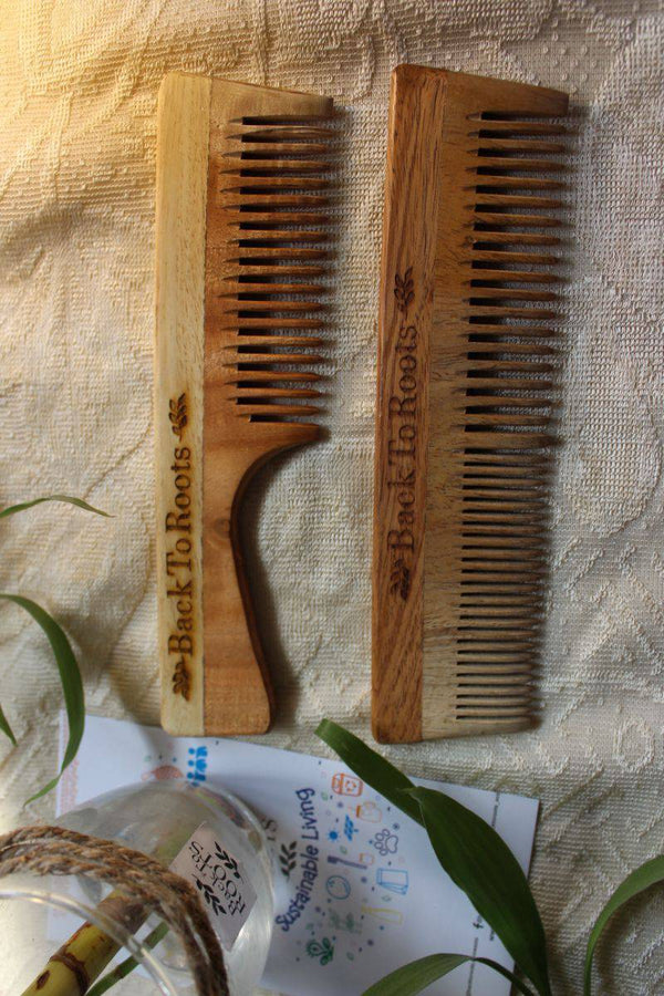 Buy Neem Comb | Comb with Handle and Dual Toothed Comb | Full Size | Shop Verified Sustainable Hair Comb on Brown Living™