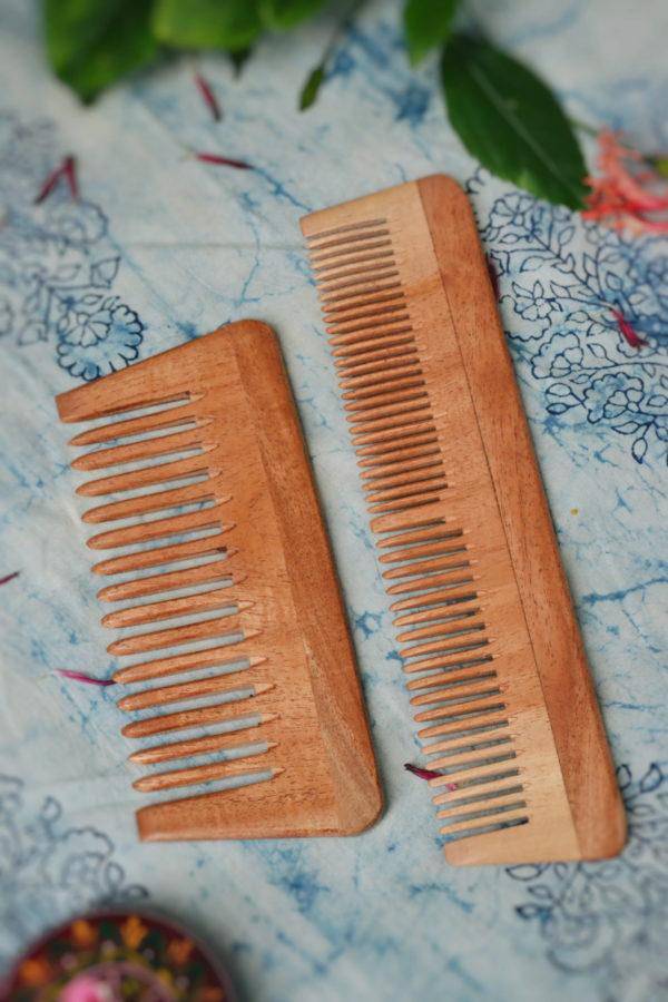 Neem Comb - Pack of 2 - Small & Large – Hair Comb on Brown Living™. SKU: 076 - 02903 - AS - NCSB - 002. Img 1.