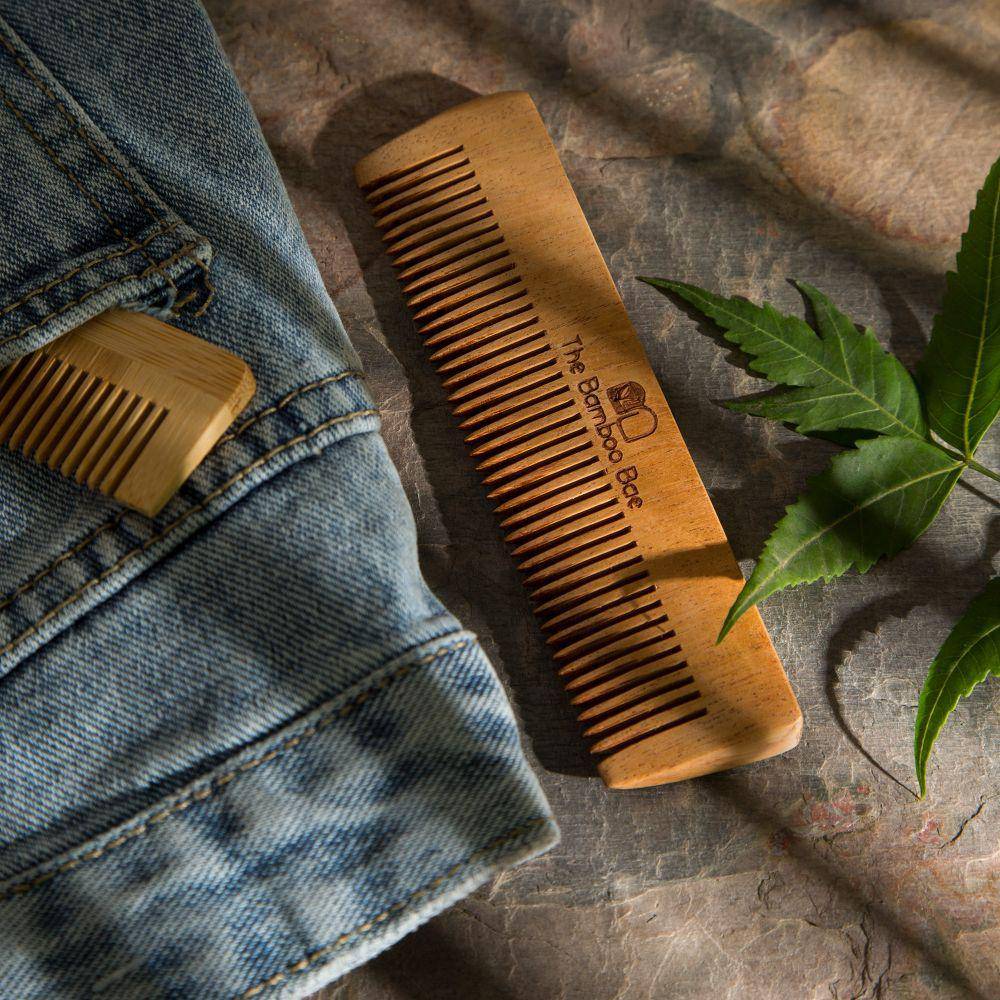 Size Comb | Travel Comb | HandmNeem Comb | Pocketade – Hair Comb on Brown Living™. SKU: TBB - 47. Img 1.