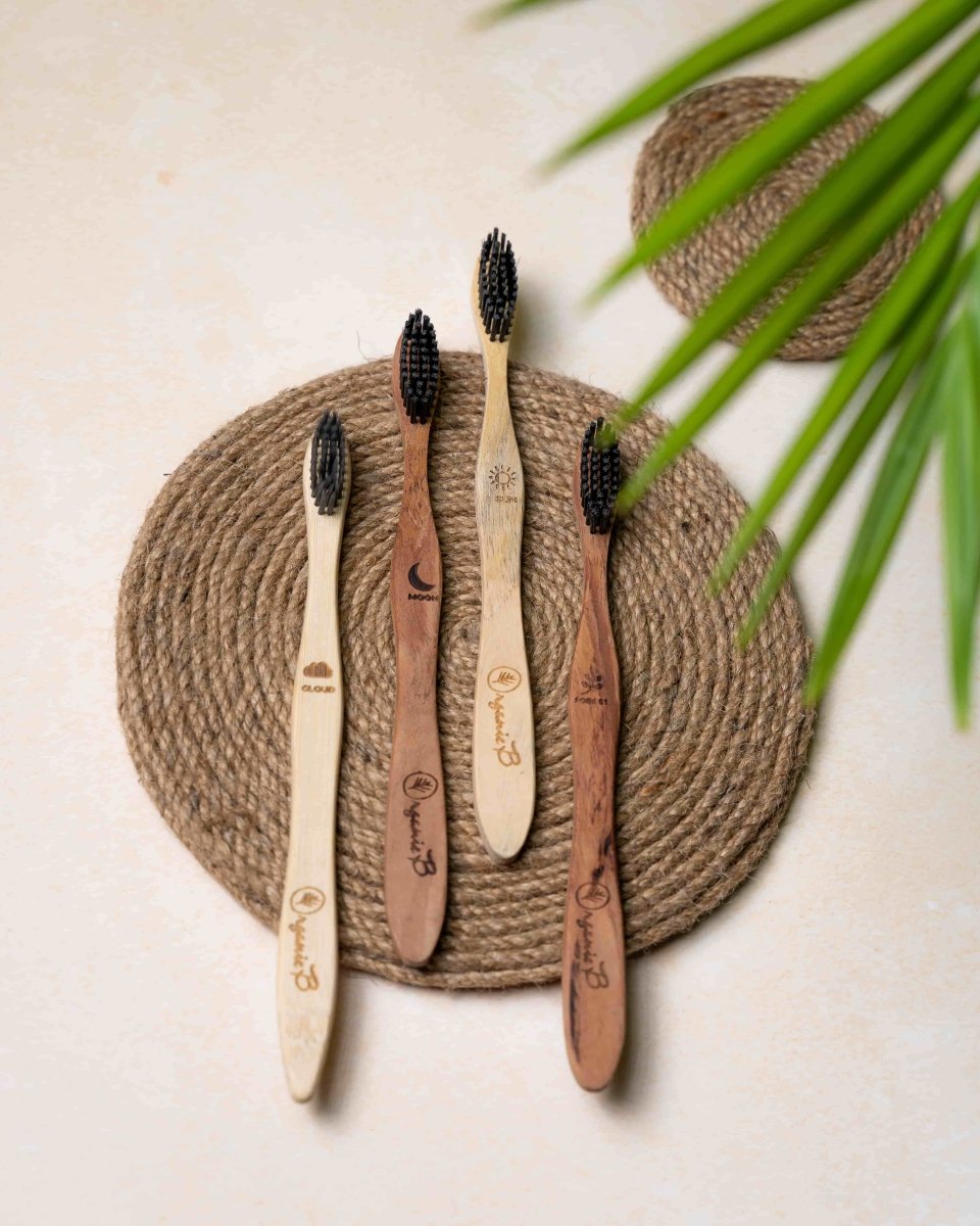 Neem Toothbrush Black Pack of 4 – Tooth Brush on Brown Living™. SKU: 192 - 11848 - neemtoothbrush4. Img 1.