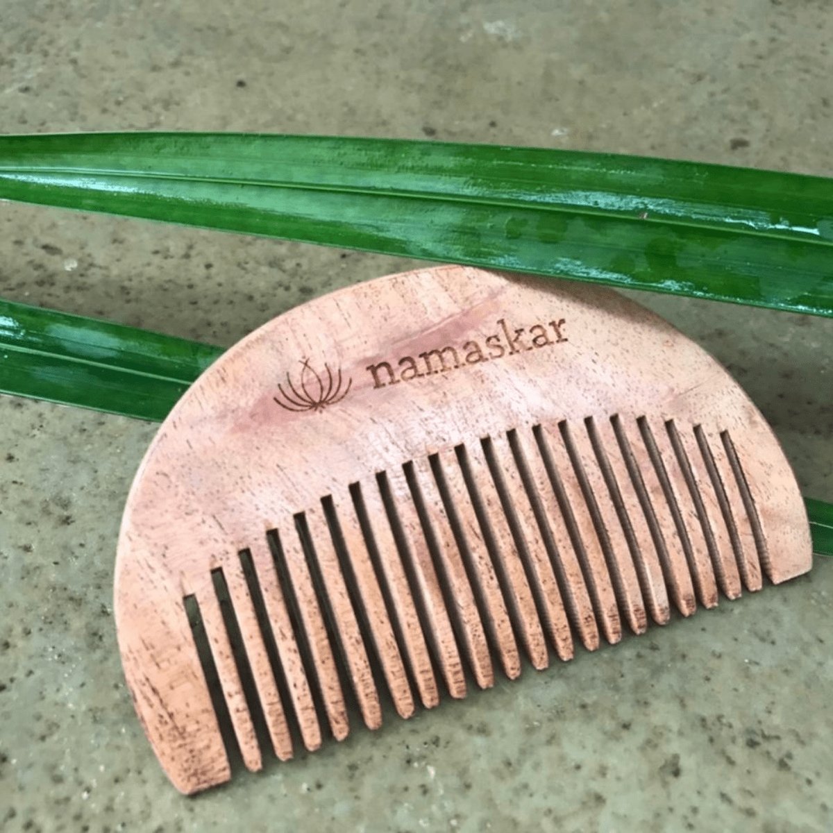 Neem Wood Beard Comb | Growth & Styling – Beard Accessories on Brown Living™. SKU: namaskar - 1. Img 1.