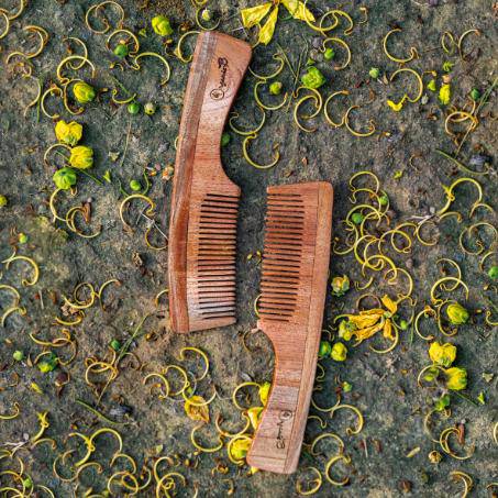 Neem Wood Comb with Handle | Verified Sustainable by Brown Living™