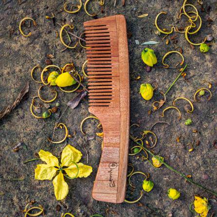 Neem Wood Comb with Handle | Verified Sustainable by Brown Living™
