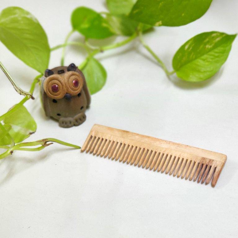 Neem Wood Combs - Dual teeth comb and pocket comb - set of 2 – Hair Comb by GreenFootPrint available on Brown Living™. . SKU: NC09. Img 3.