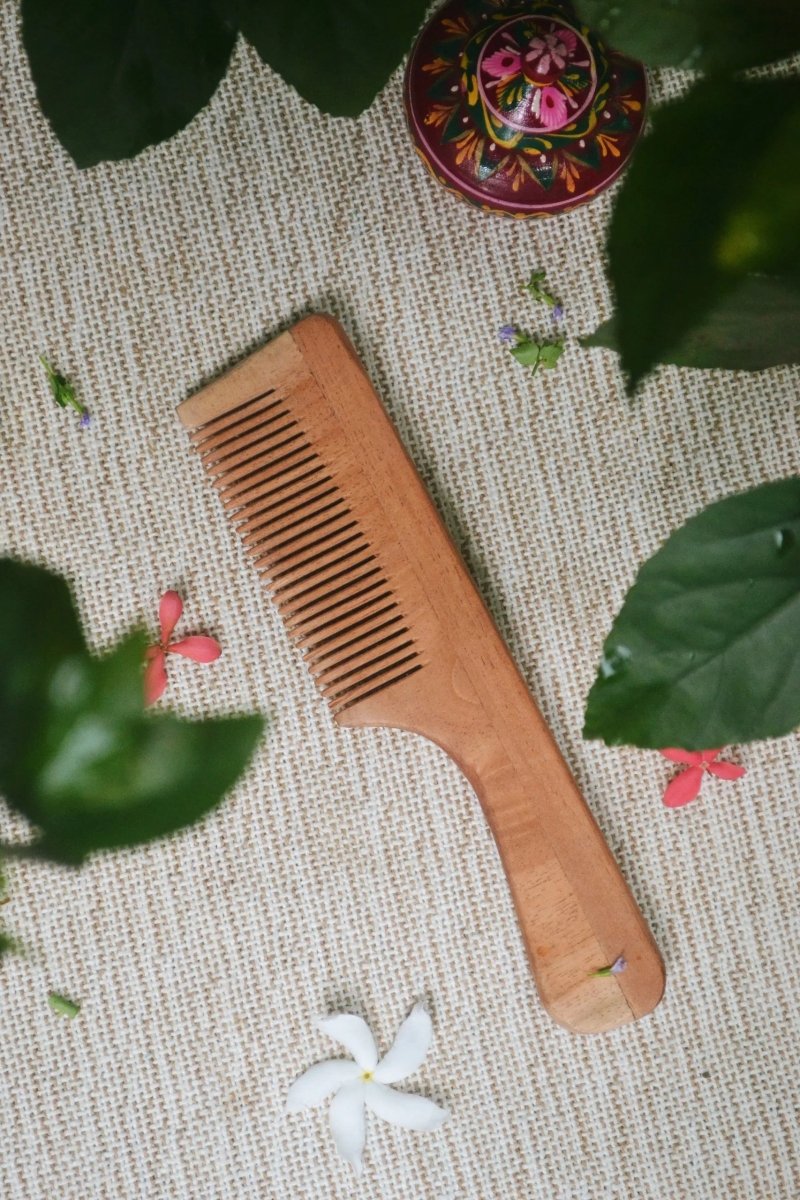 Neem Wood Hair Comb – Handle – Hair Comb on Brown Living™. SKU: AS - NCH - 002_24BL4. Img 2.