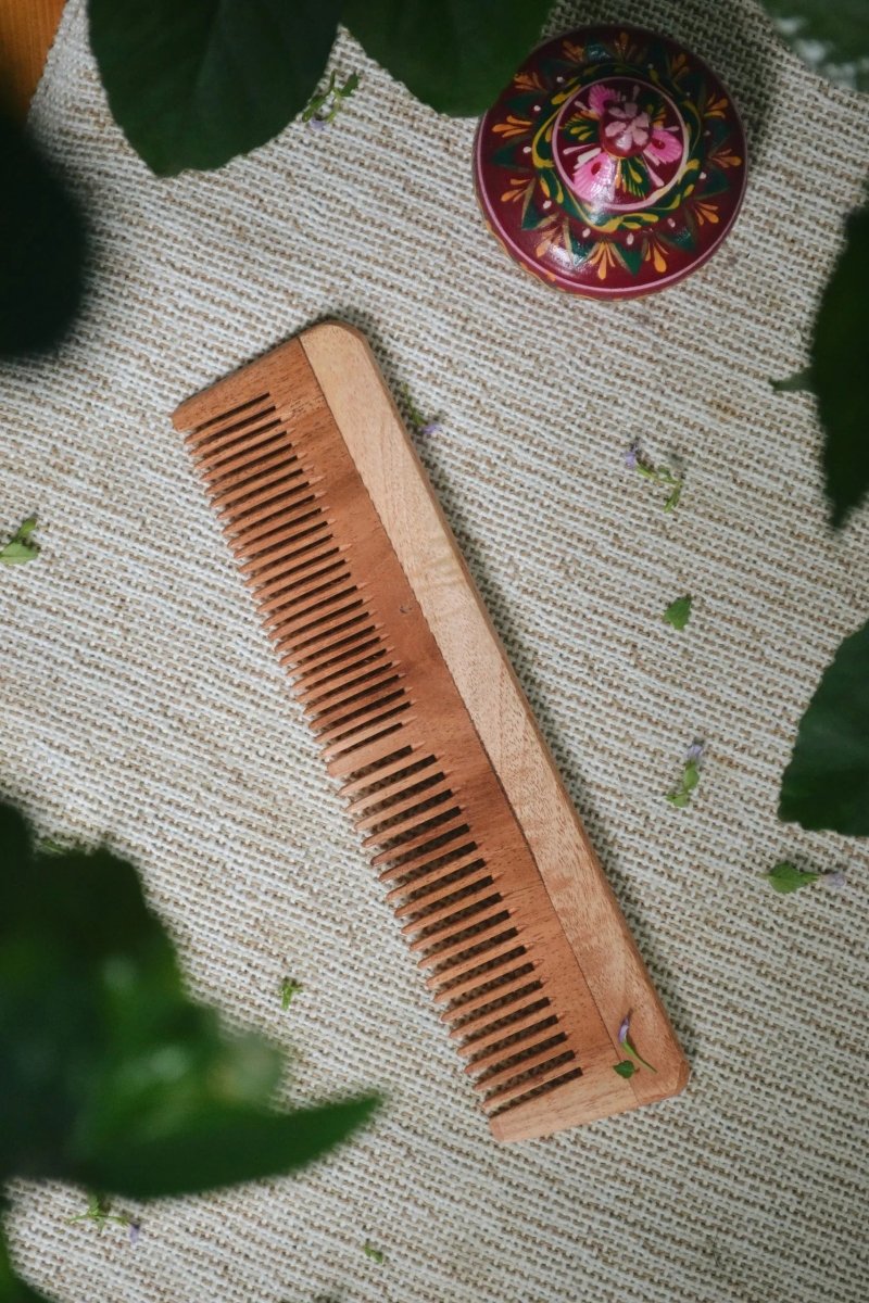 Neem Wood Hair Comb – Large – Hair Comb on Brown Living™. SKU: AS - NCL - 003. Img 1.
