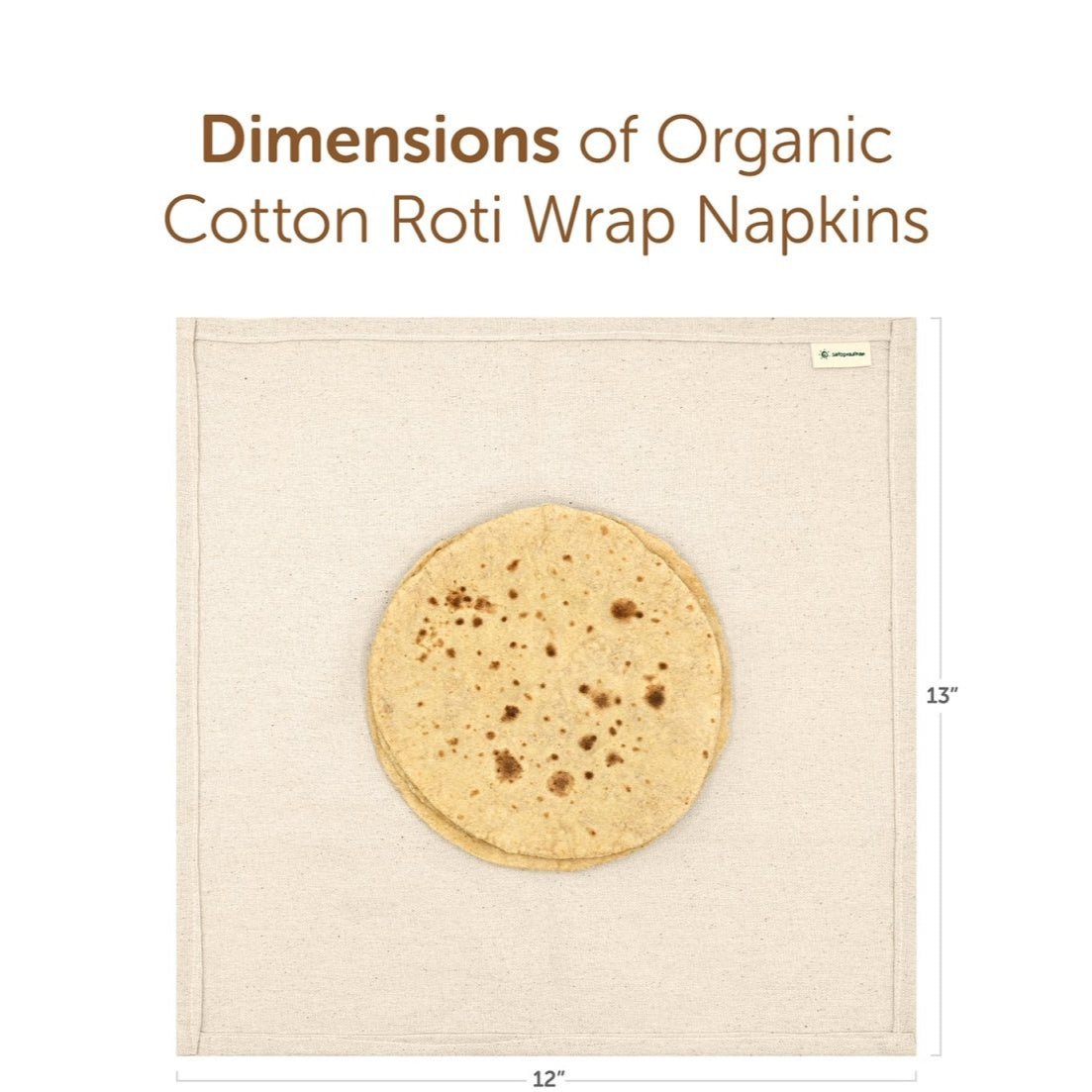 Organic Cotton Chapati / Roti Wrap Cloth - Set of 6 – Kitchen Linens on Brown Living™. SKU: 2HK - OrCW. Img 4.