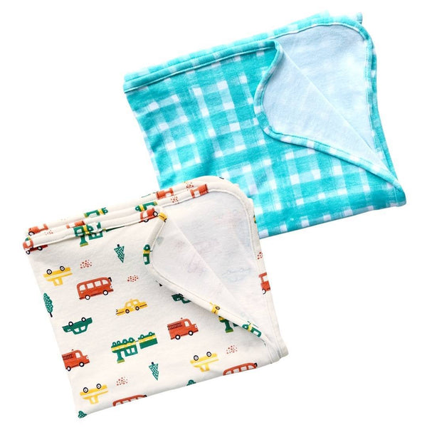 Buy Organic Cotton Swaddle Blankie | Pack of 2 (Mint Squares, Vroom) | Shop Verified Sustainable Baby Swaddle on Brown Living™