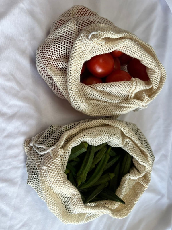 Buy Organic Cotton Vegetable Fridge Bags | Pack of 4 | Shop Verified Sustainable Fridge Vegetable Bags on Brown Living™