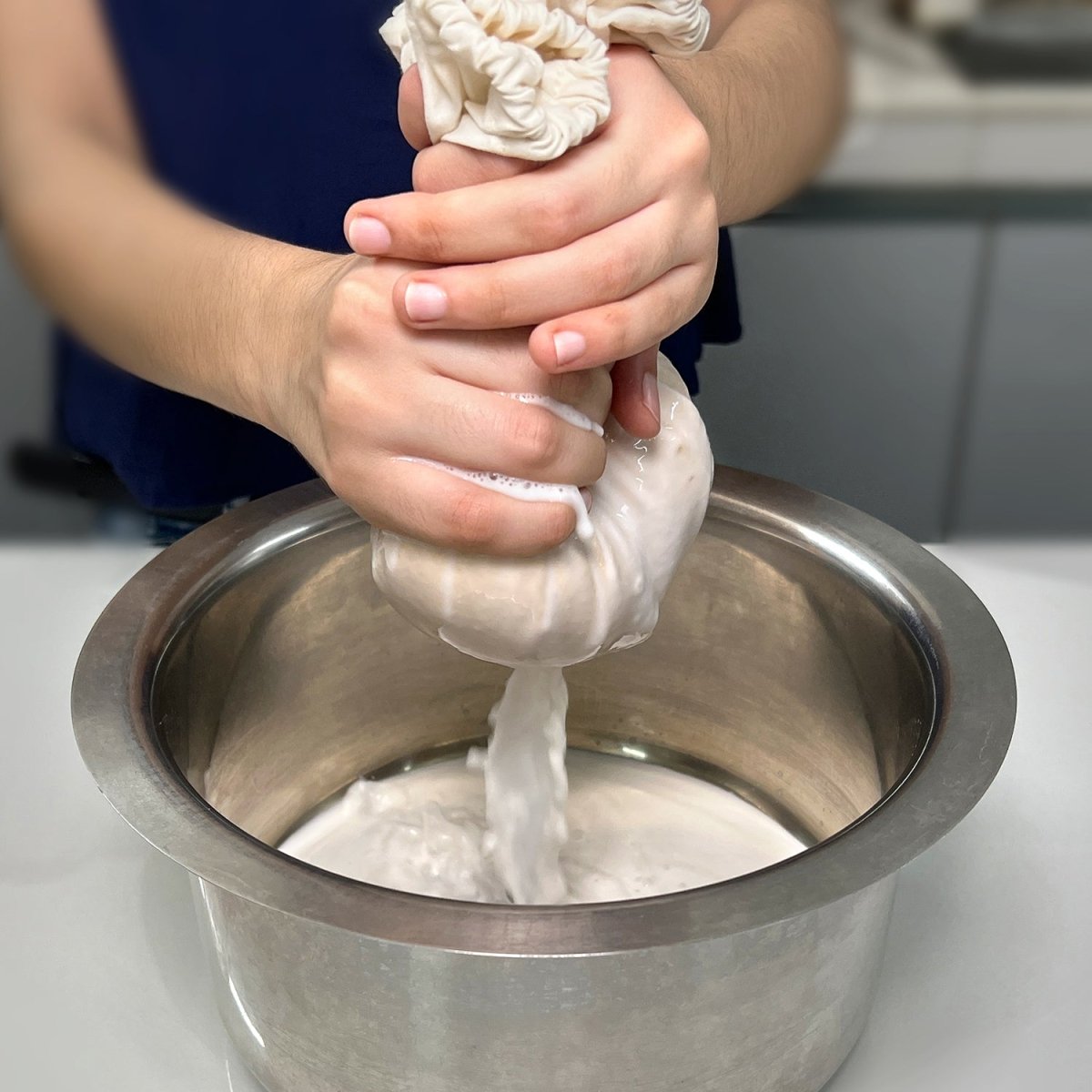 Organic Reusable Cotton Cloth Nut Milk Bag - Liquid Strainer – Kitchen Linens on Brown Living™. SKU: 2HK - OrNMB. Img 2.