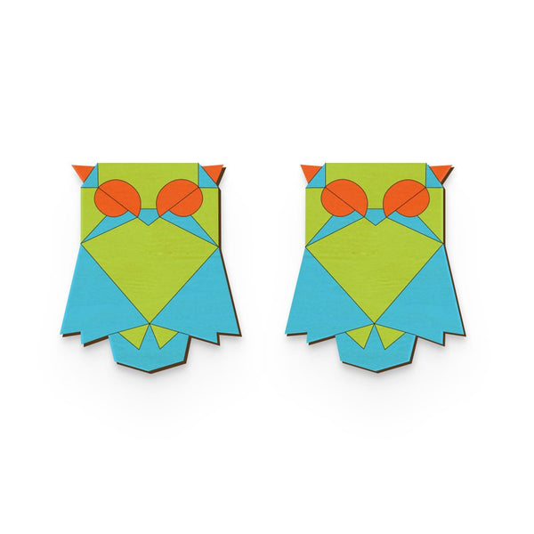 Buy Owl Hand Painted Wooden Earring | Shop Verified Sustainable Womens earrings on Brown Living™