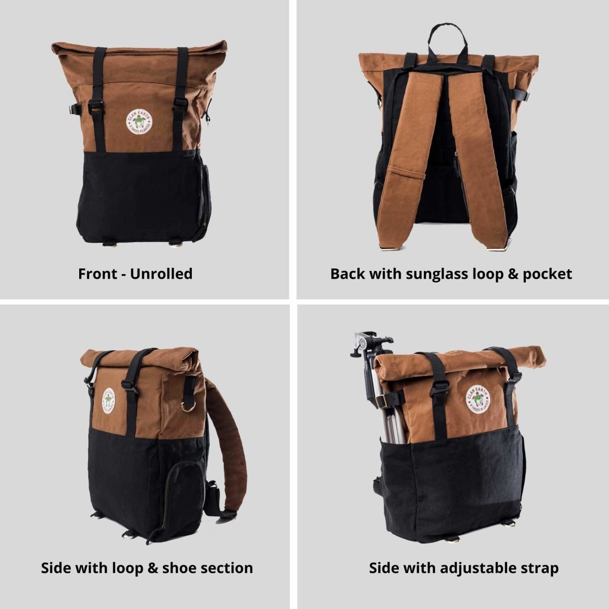 Pangolin Rolltop Backpack - Daily Carry and Travel Backpack - Charcoal Black | Verified Sustainable by Brown Living™