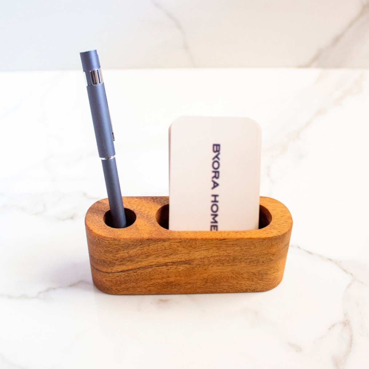 Pen Card Acacia Wood Holder – Desk Accessories on Brown Living™. SKU: MS0102. Img 1.