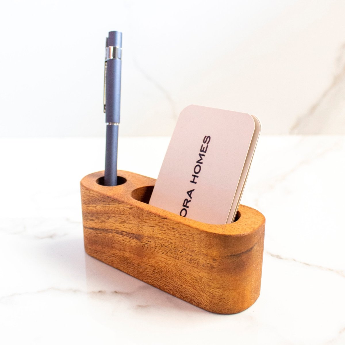 Pen Card Acacia Wood Holder – Desk Accessories on Brown Living™. SKU: MS0102. Img 3.