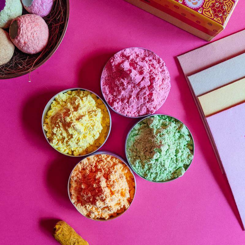 Phoolchand - Holi Dabba with Herbal Colours, Seed Balls & Plantable Holi Card - Best Holi Gift – Gift Giving on Brown Living™. SKU: 172 - 05552 - 21FO - 113. Img 3.