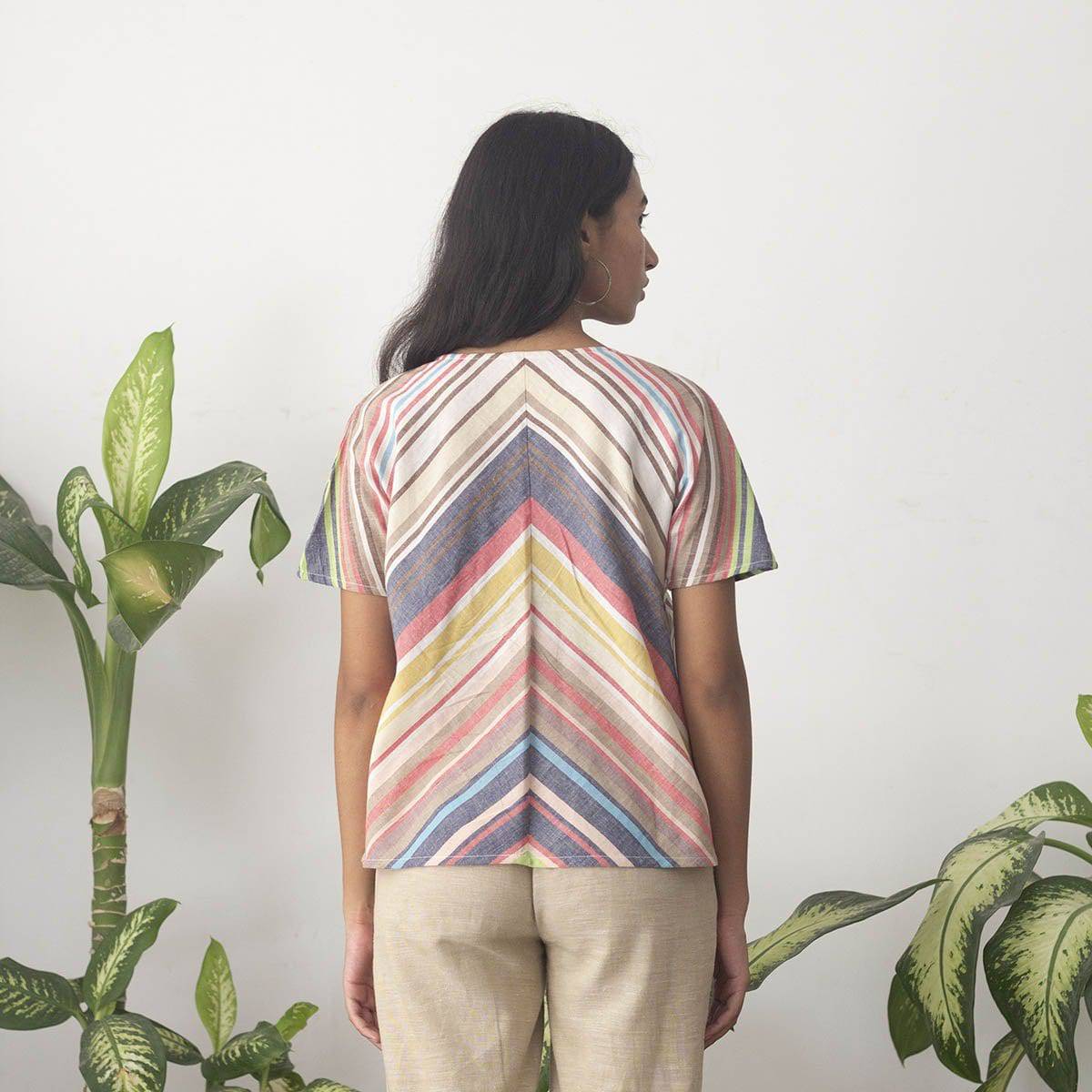 Pichkaari Kimono Stripe Top | Verified Sustainable by Brown Living™