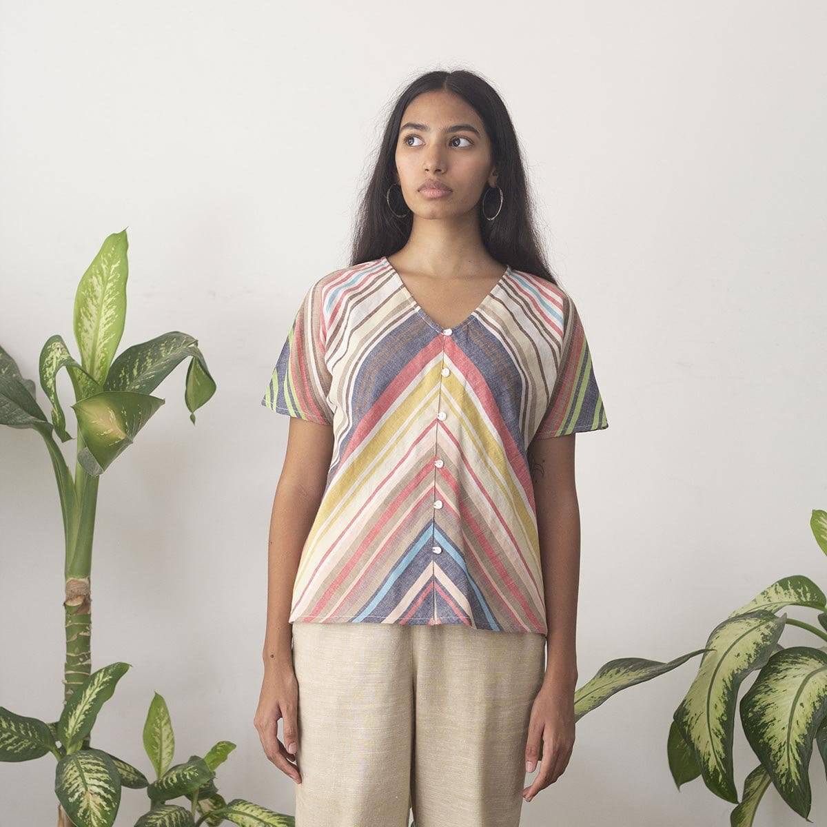 Pichkaari Kimono Stripe Top | Verified Sustainable by Brown Living™