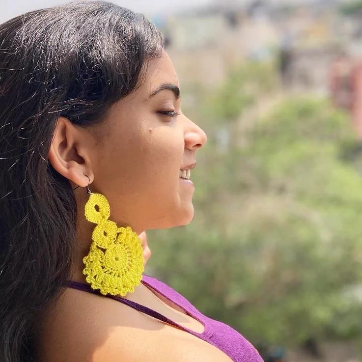 Pineapple Crochet Fabric Earrings | Verified Sustainable by Brown Living™