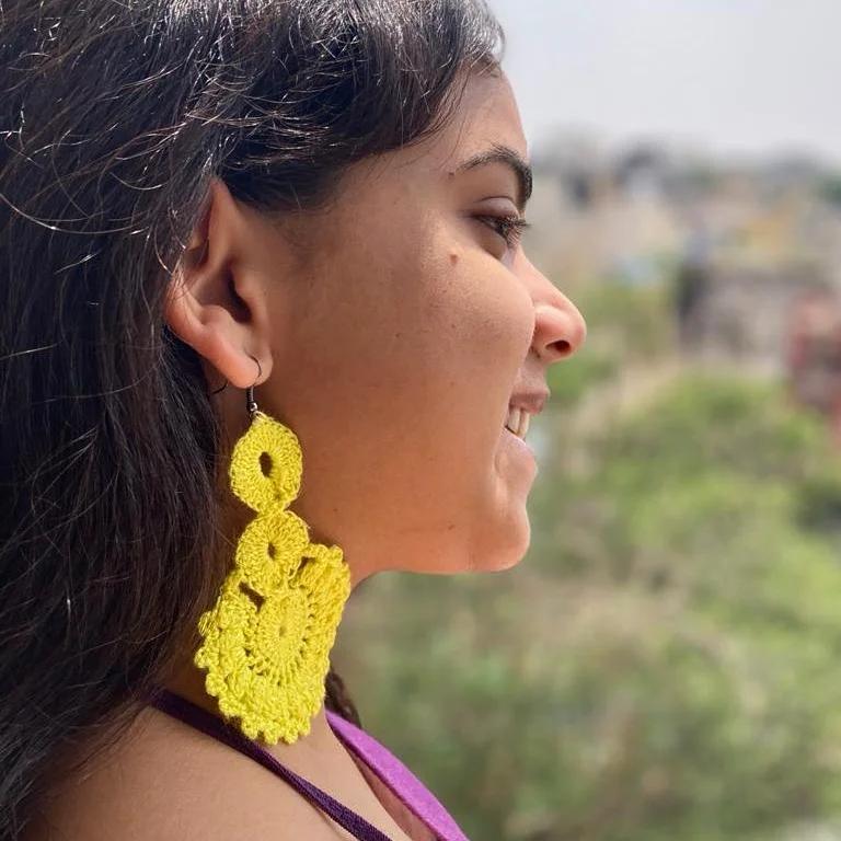 Pineapple Crochet Fabric Earrings | Verified Sustainable by Brown Living™