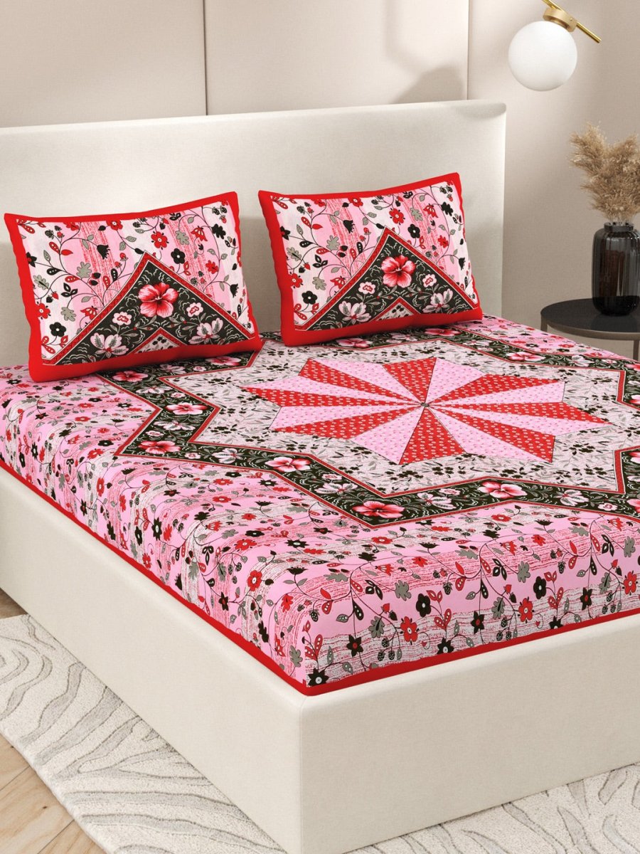 Pink Interiors Paisley Hand Printed Cotton Queen Size Bedding Set | Verified Sustainable by Brown Living™