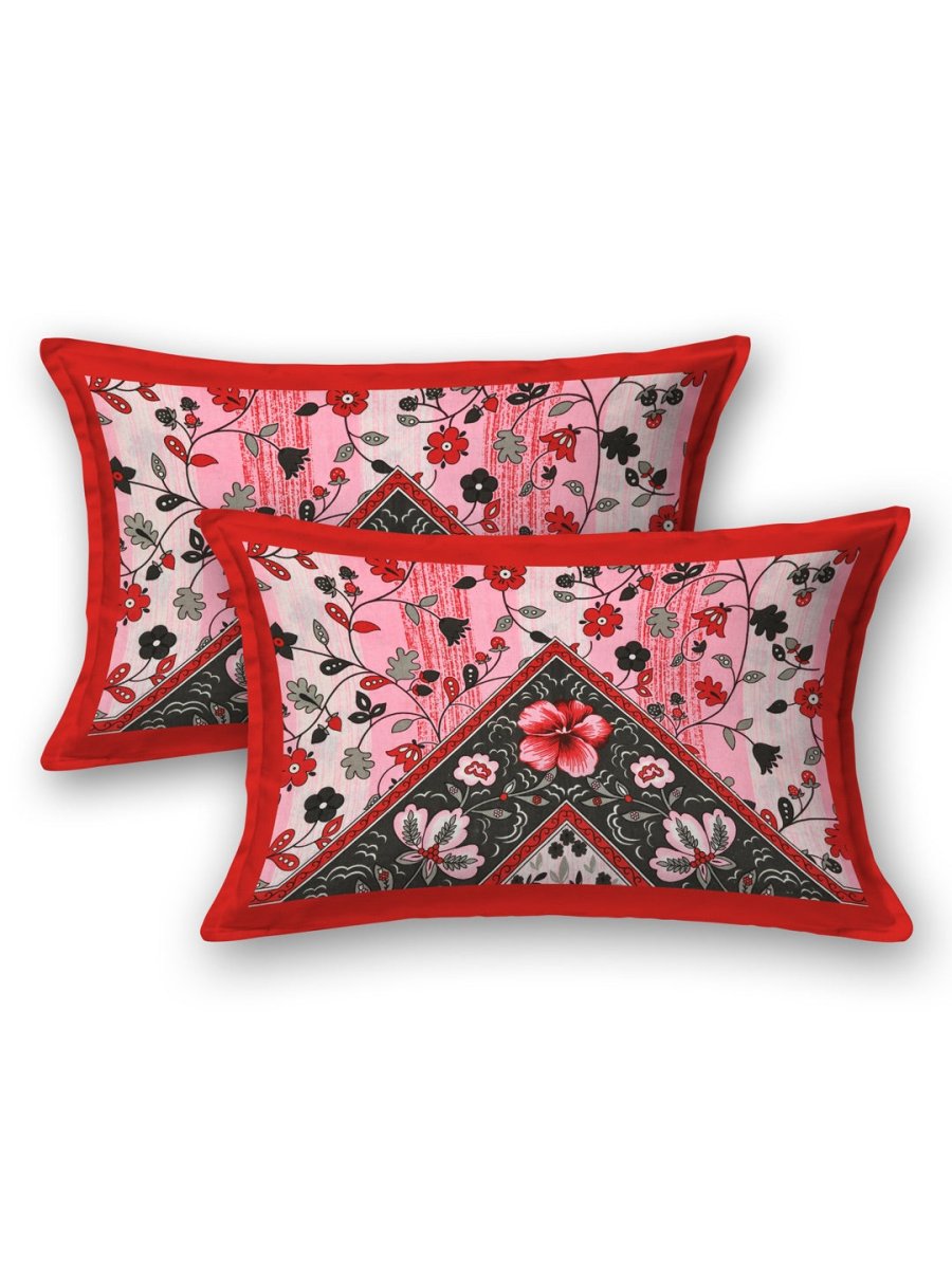 Pink Interiors Paisley Hand Printed Cotton Queen Size Bedding Set | Verified Sustainable by Brown Living™