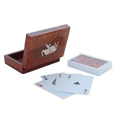 Playing Card Rosewood Deck Case Holder Box with Free Cards – Card Games on Brown Living™. SKU: 1038401. Img 2.