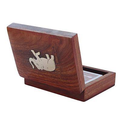 Playing Card Rosewood Deck Case Holder Box with Free Cards – Card Games on Brown Living™. SKU: 1038401. Img 5.