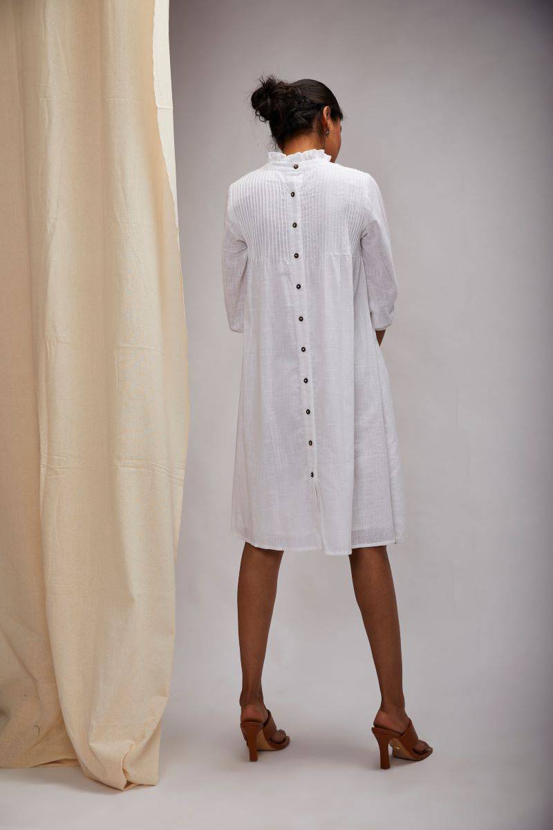 Pretty Pintuck Dress - White | Verified Sustainable by Brown Living™