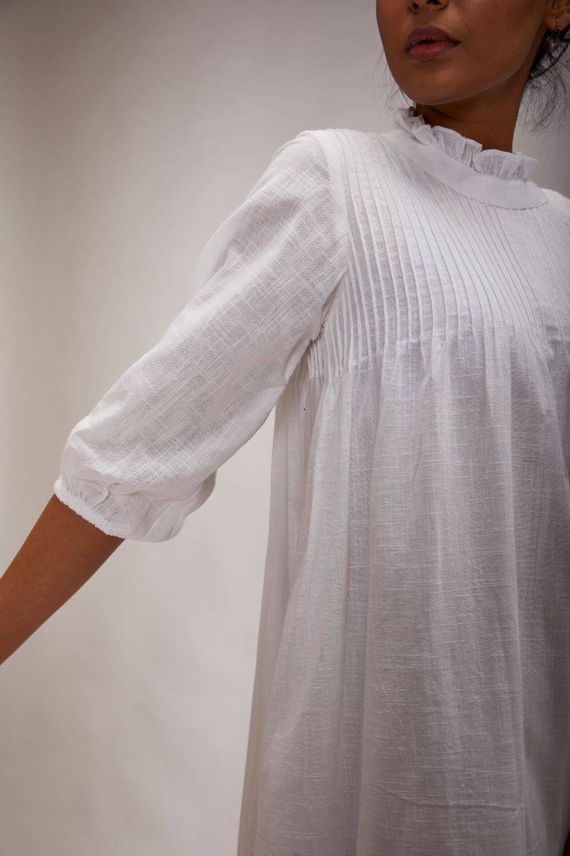 Pretty Pintuck Dress - White | Verified Sustainable by Brown Living™