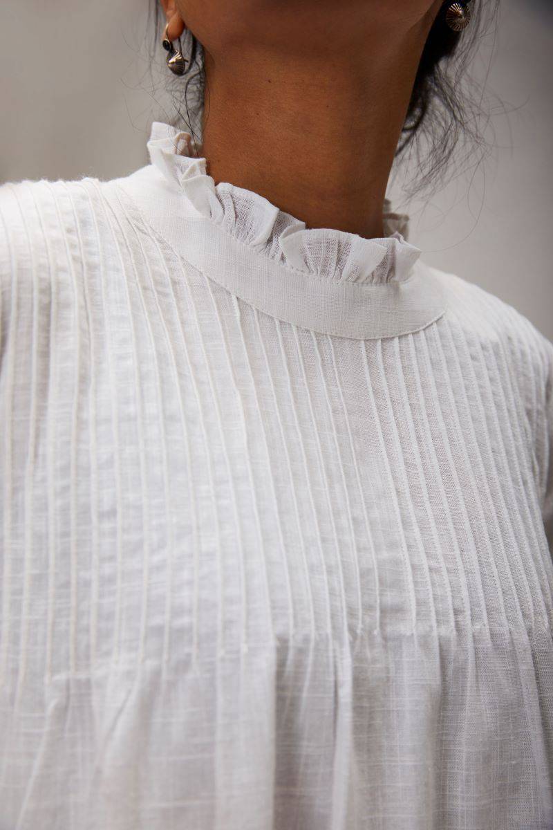 Pretty Pintuck Dress - White | Verified Sustainable by Brown Living™