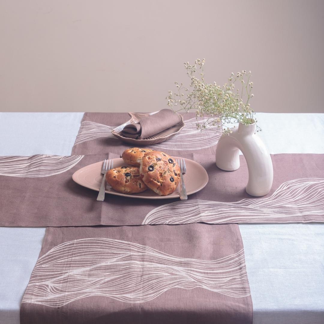 Table Mats | Pure Hemp Hand Printed Placemats | 16x14 inch – Table Linens on Brown Living™. SKU: PRA033TM04. Img 1.