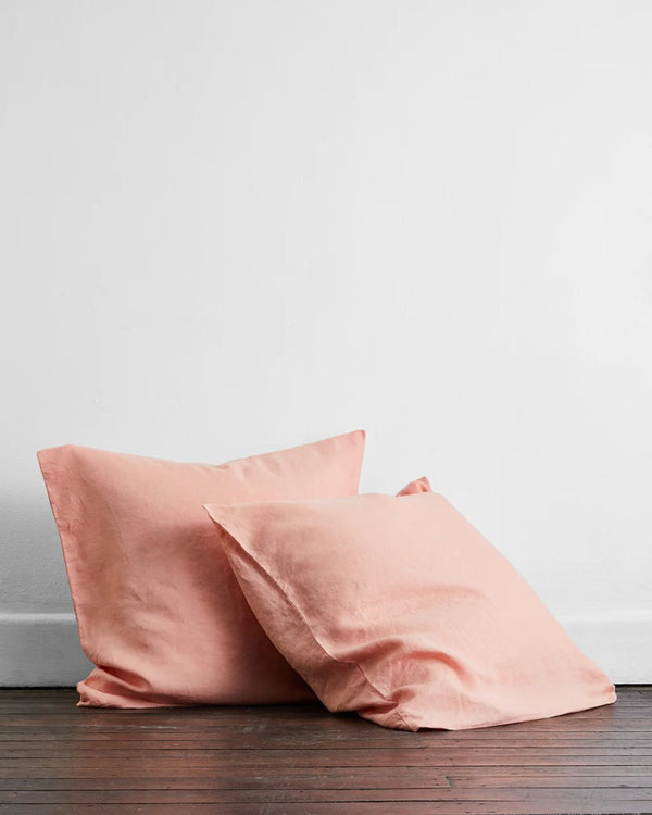 Buy Pure Linen Cushion Cover | Set of 2 |Peach | Shop Verified Sustainable Covers & Inserts on Brown Living™