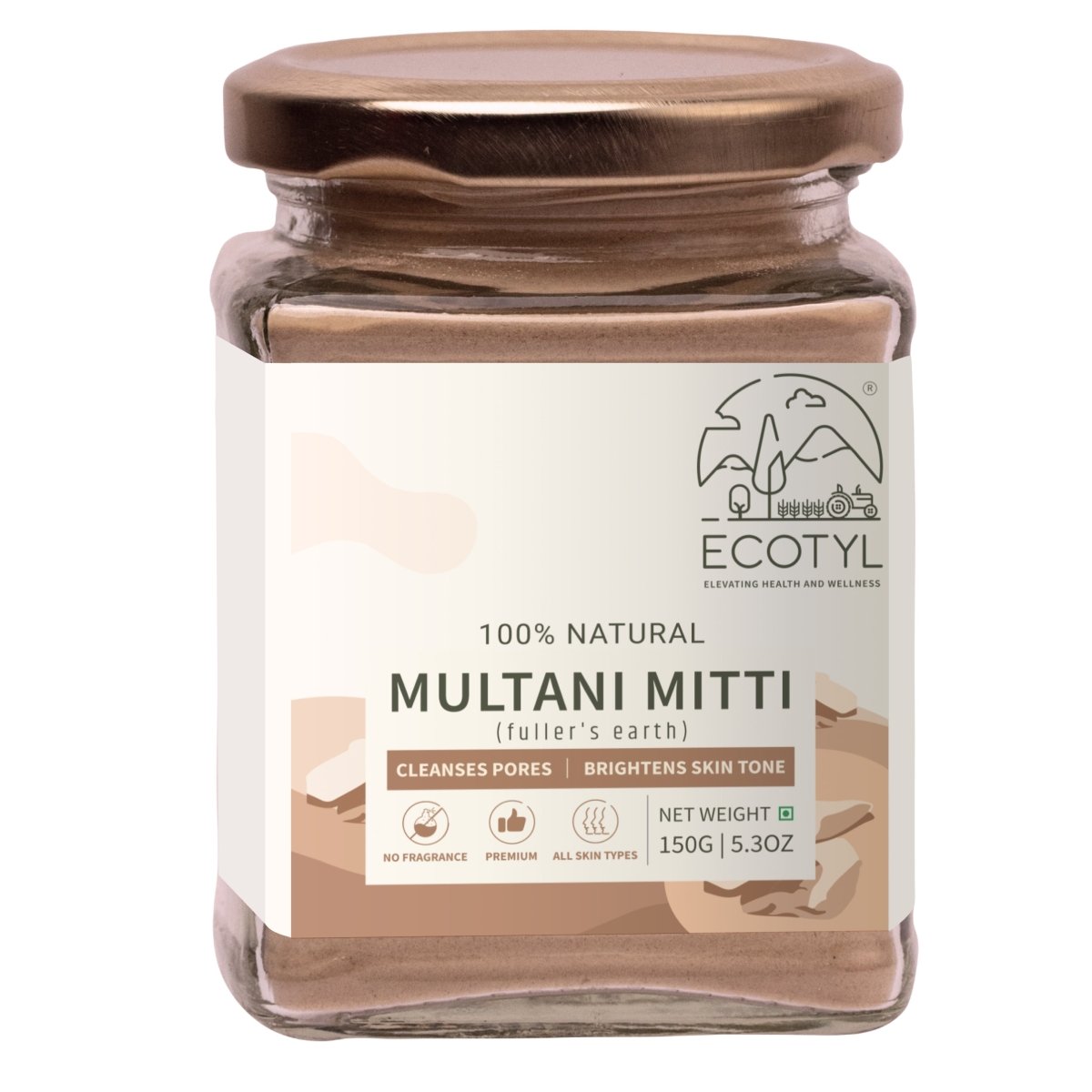 Pure Multani Mitti Face Pack for Exfoliation & Clear Skin - 150g | Verified Sustainable by Brown Living™