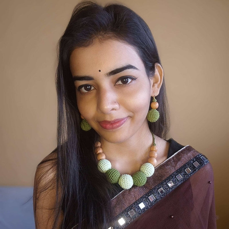 Buy Crochet Beaded Handmade Choker Necklace with Earrings | Shop Verified Sustainable Womens Necklaces on Brown Living™