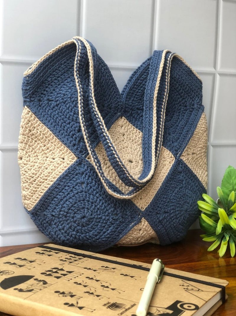 Buy Rainvas Square Cotton Yarn Granny Tote Bag | Shop Verified Sustainable Tote Bag on Brown Living™