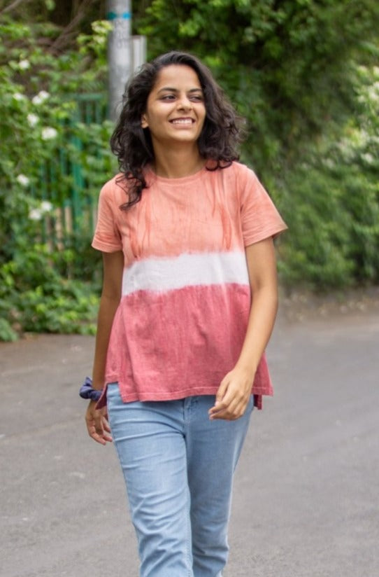 Buy Rare Red Ombre Women's A-Line Organic Cotton Top | Shop Verified Sustainable Products on Brown Living