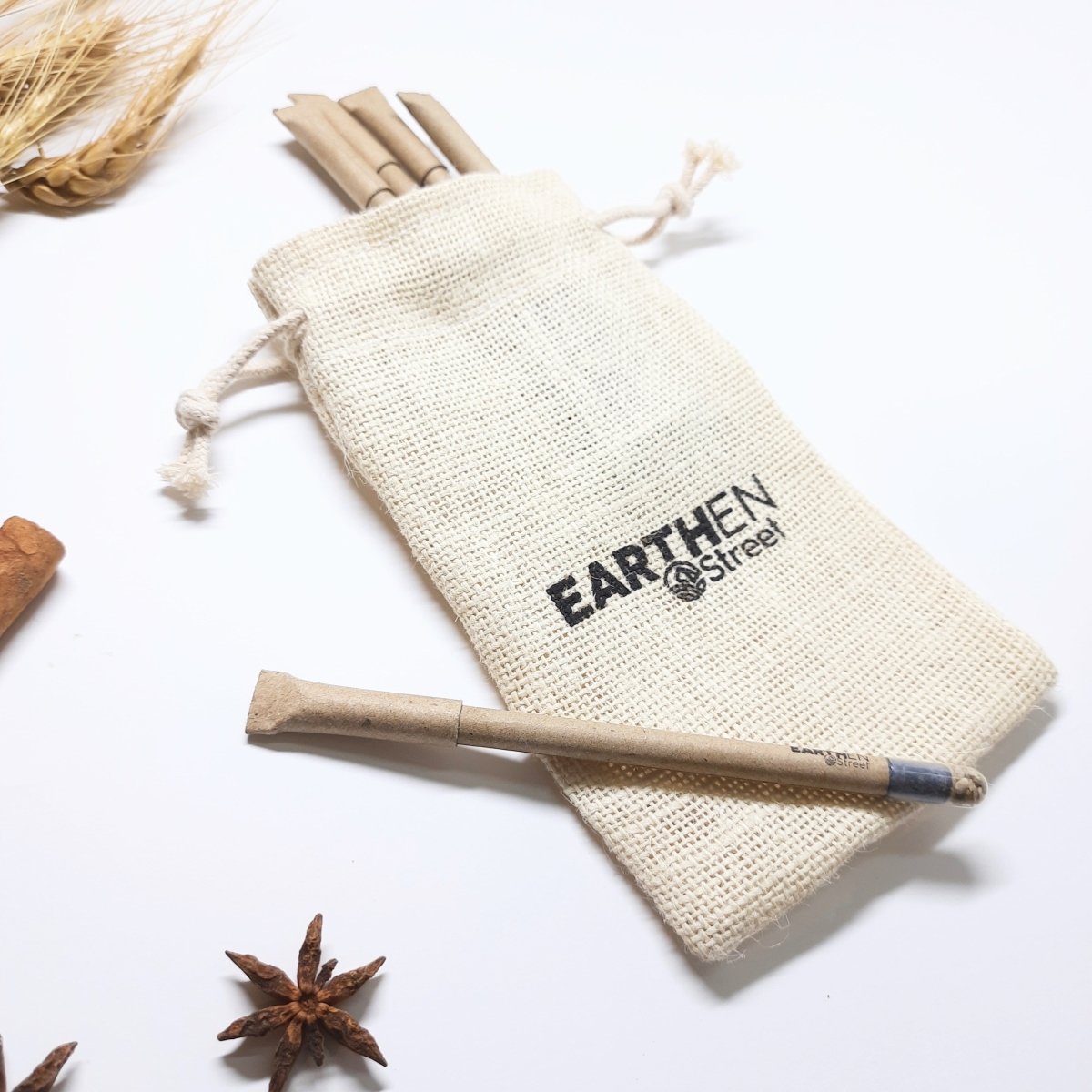 Recycled Paper Seed Pen With Jute Pouch - Set of 5 pens | Verified Sustainable by Brown Living™
