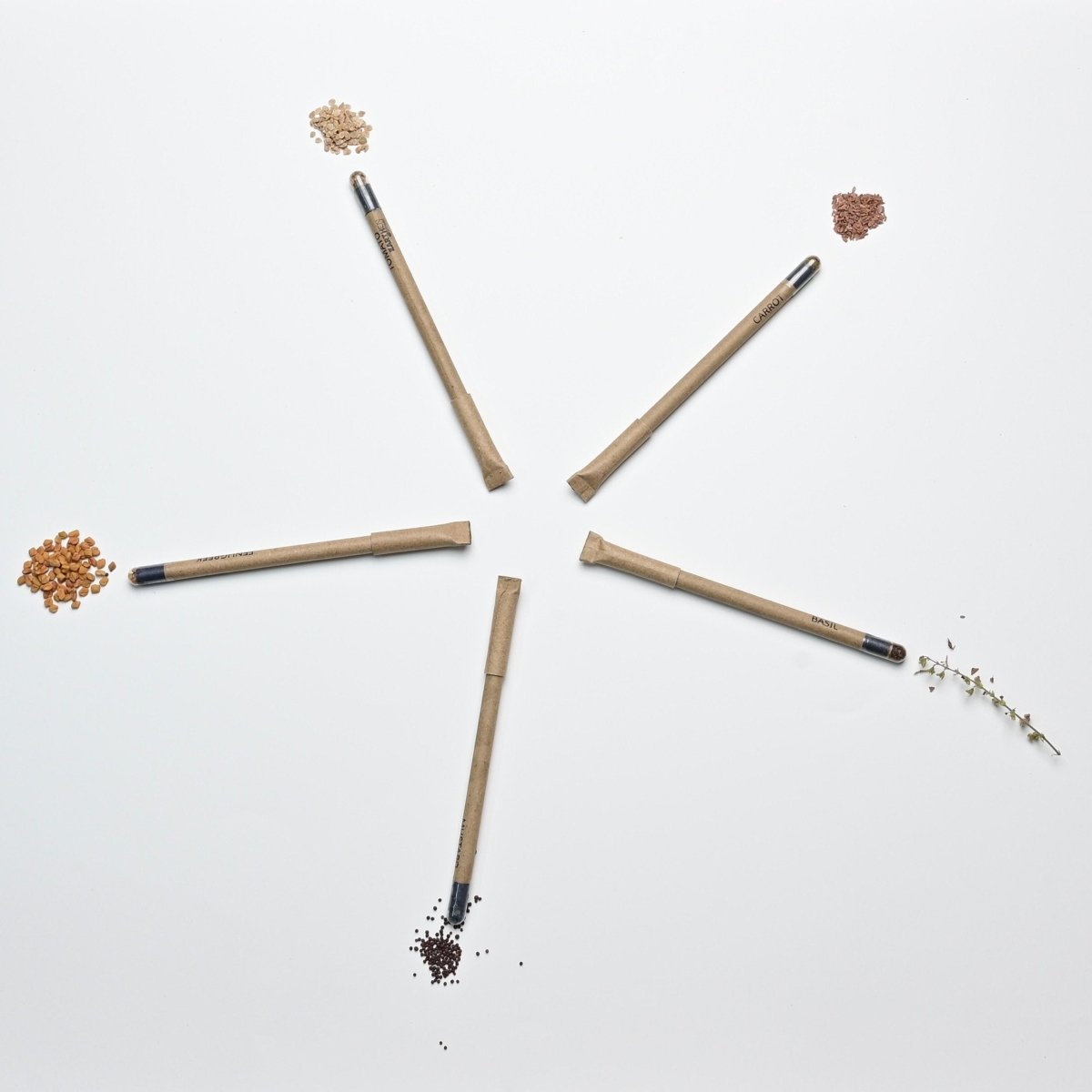 Recycled Paper Seed Pen With Jute Pouch - Set of 5 pens | Verified Sustainable by Brown Living™
