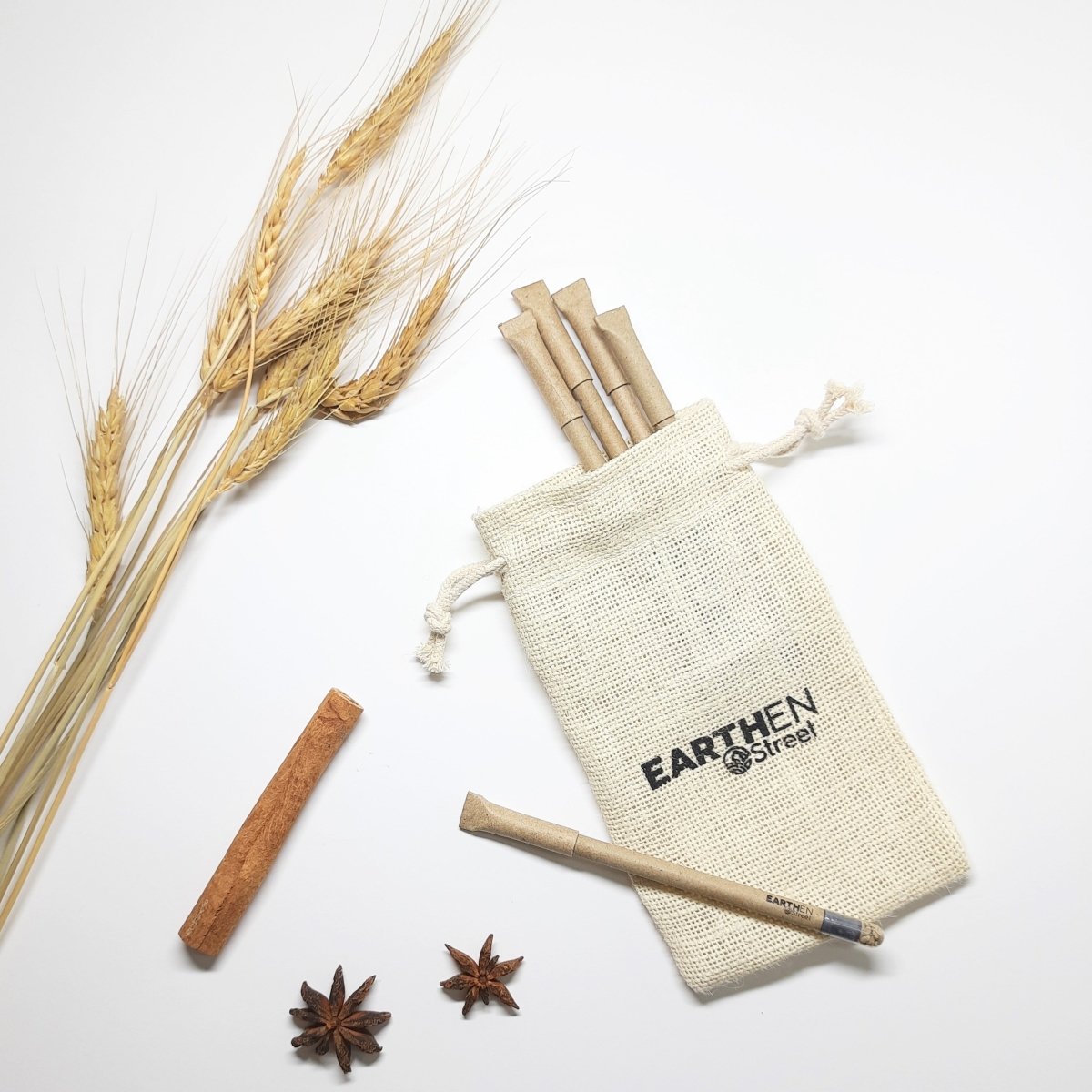 Recycled Paper Seed Pen With Jute Pouch - Set of 5 pens | Verified Sustainable by Brown Living™