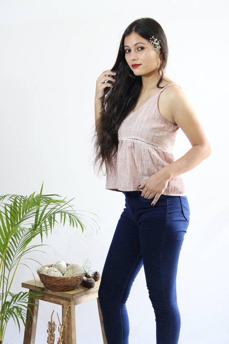 Red Strappy Peplum Top | Verified Sustainable by Brown Living™