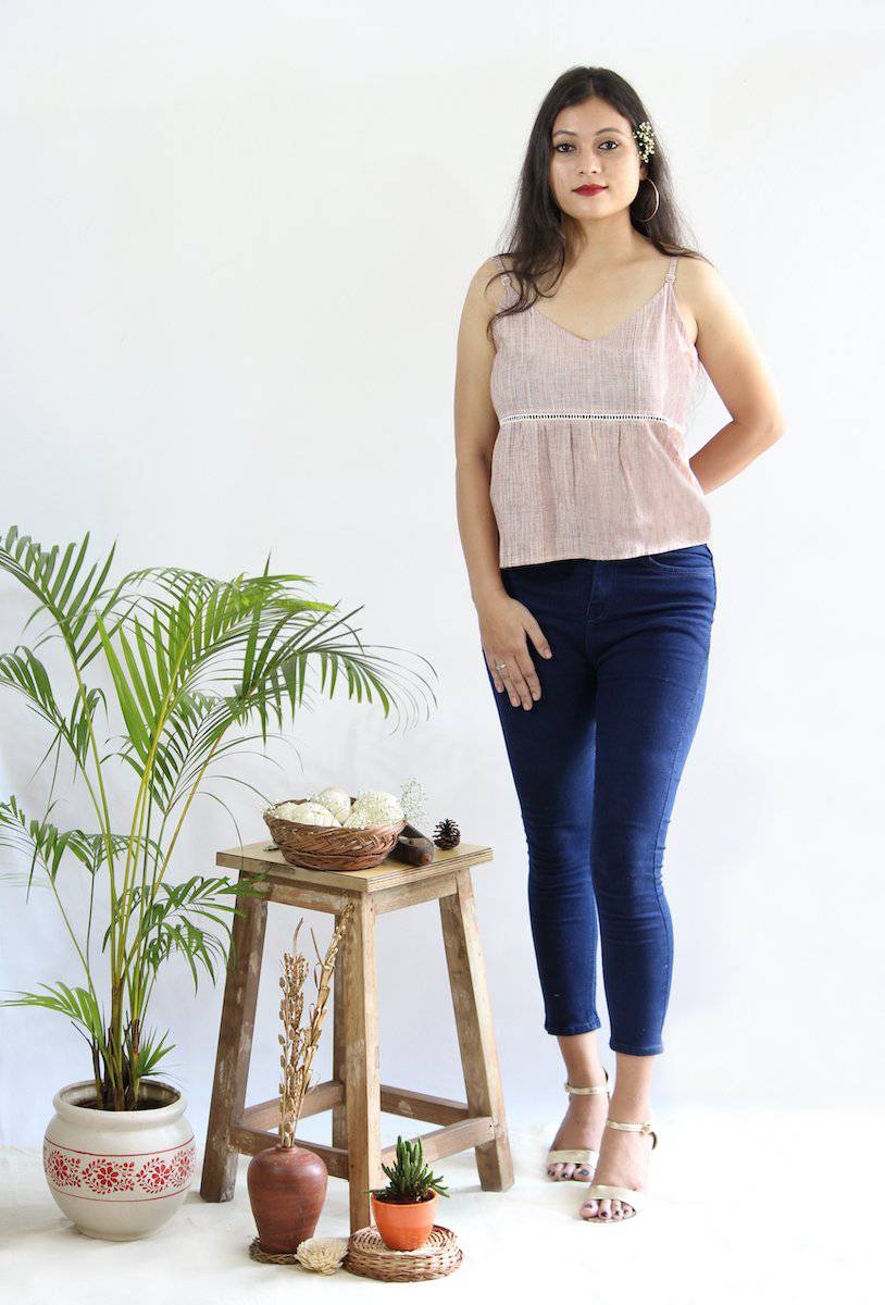 Red Strappy Peplum Top | Verified Sustainable by Brown Living™