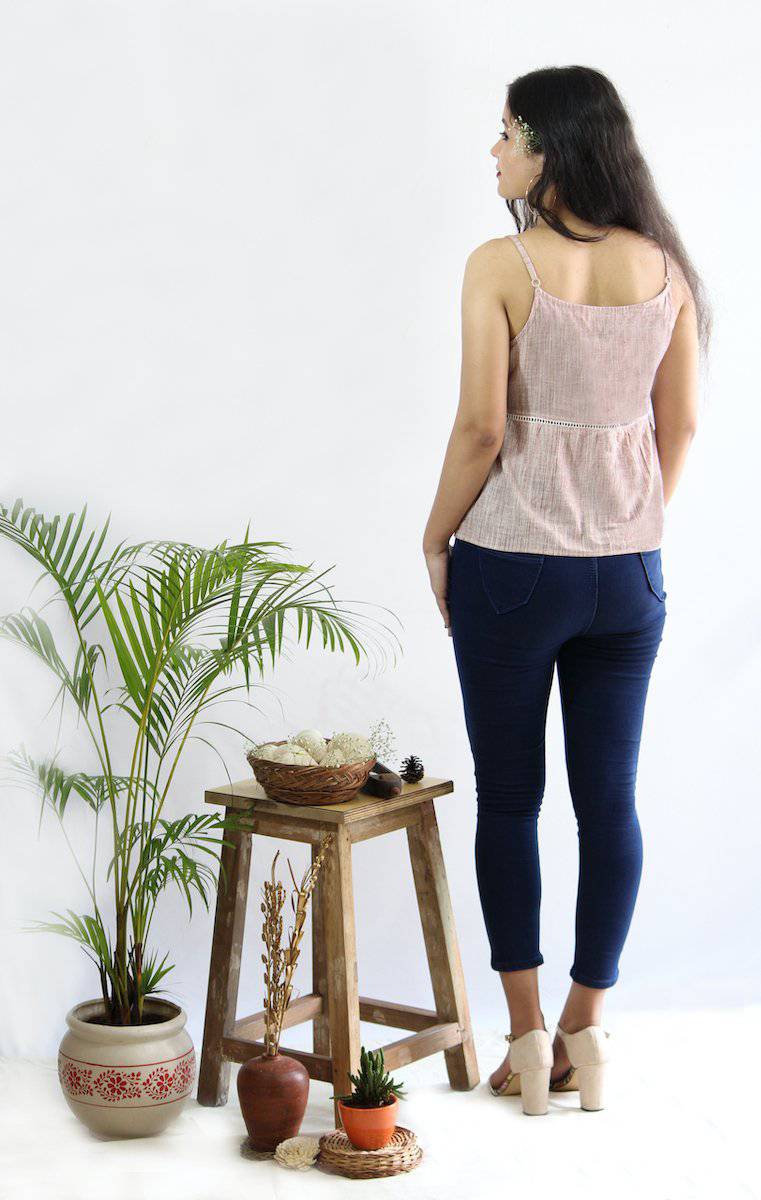 Red Strappy Peplum Top | Verified Sustainable by Brown Living™