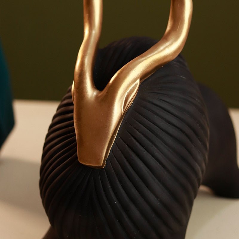 Resin Golden Horned Yak figurines - Black – Wall Decor on Brown Living™. SKU: 337512. Img 4.
