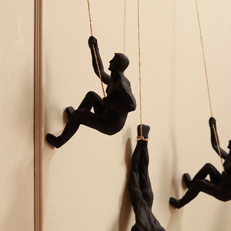 Resin Hanging Man Figurines - Black – Wall Decor on Brown Living™. SKU: 348_BL1040. Img 2.