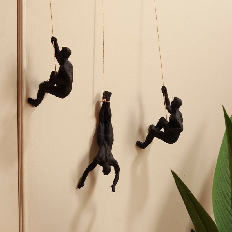 Resin Hanging Man Figurines - Black – Wall Decor on Brown Living™. SKU: 348_BL1040. Img 4.