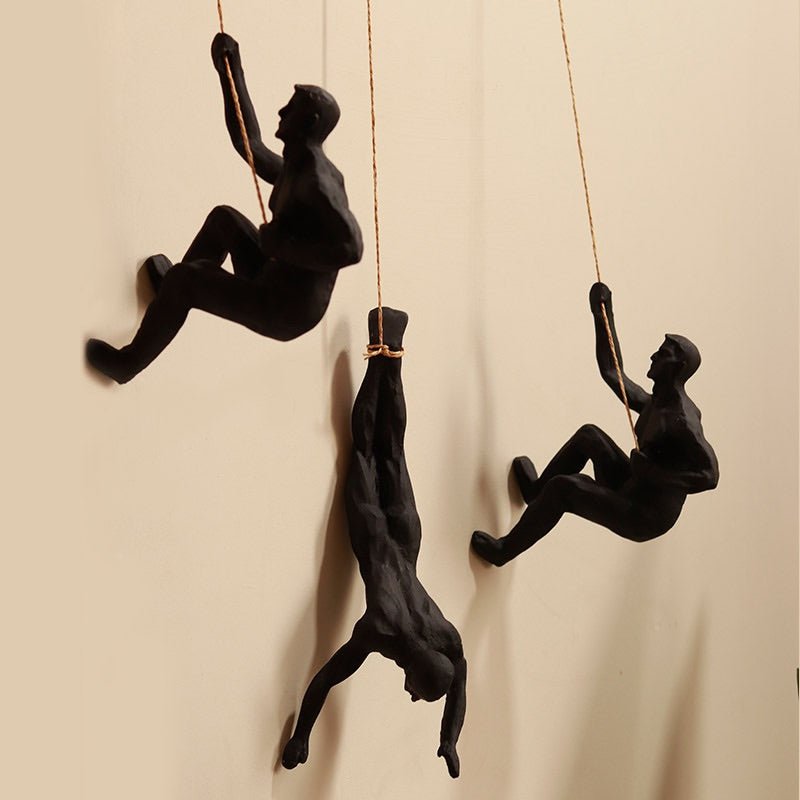Resin Hanging Man Figurines - Black – Wall Decor on Brown Living™. SKU: 348_BL1040. Img 1.